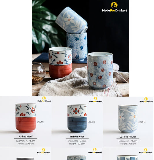 1575- Ceramic cup with assorted design  300 ml