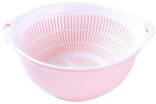 1251- 2 in 1 Drain Basket Drain Basket Household Creative 2-Tier Vegetable Washing Basket Rotating Plastic Fruit Bowl Kitchen Rice Cleaning Water Filter Basket Sink Strainer Basket