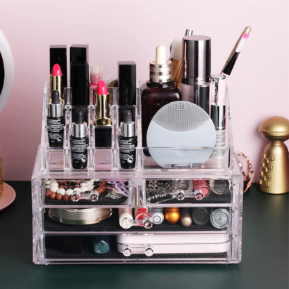 1313- 4 Drawers Cosmetic Organizer Clear Acrylic Jewellery Box Makeup Storage Case Acrylic Makeup Organizer Cosmetic Organiser Box