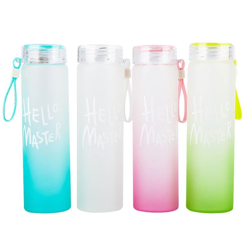 1374- Hello Master Glass Water Bottle for Everyone Small Size Bottle for SchoolCollegeOffice Playground (500 ml) - 1 Piece (Mutlicolor)