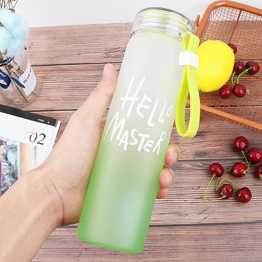 Hello Master Glass Water Bottle for Everyone Small Size Bottle for SchoolCollegeOffice Playground (500 ml) - 1 Piece (Mutlicolor)