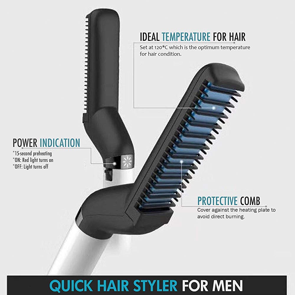 1045- Ionic Beard Straightening Comb - Detangling & Volatizing & Styling Beard Straightening Brush for Men