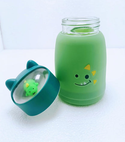 1095- Cute Creative Cartoon Printed Kids Glass Sipper Water Bottle for Kids