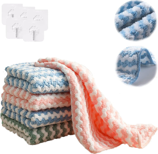 4Pcs Cleaning Cloths Multifunction Reusable Scouring Towel Pads for Kitchen