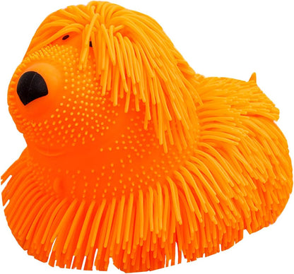 1421- 9" LIGHT UP LONG HAIR PUFFER DOG (1Pcs) (Multicolour)