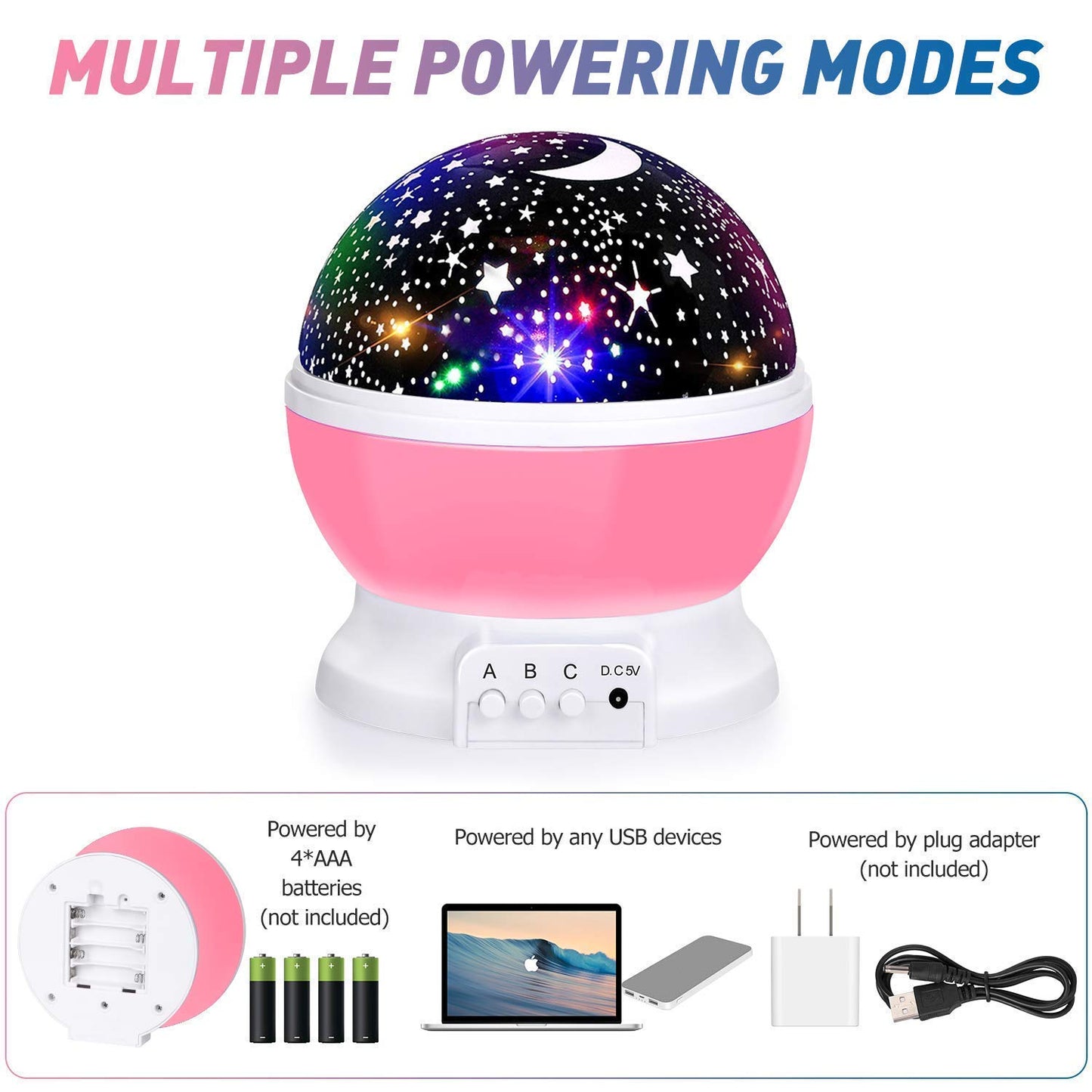 1371- Star Master Rotating 360 Degree Moon Night Light Lamp Projector with Colors