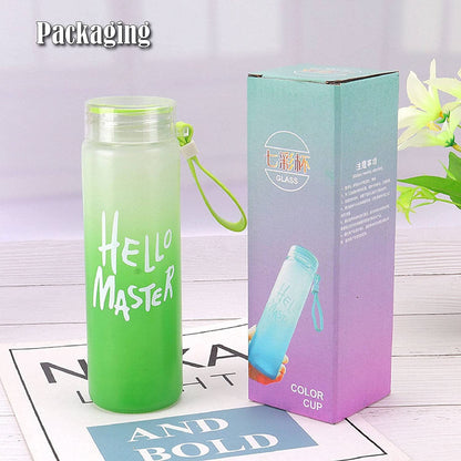 1374- Hello Master Glass Water Bottle for Everyone Small Size Bottle for SchoolCollegeOffice Playground (500 ml) - 1 Piece (Mutlicolor)