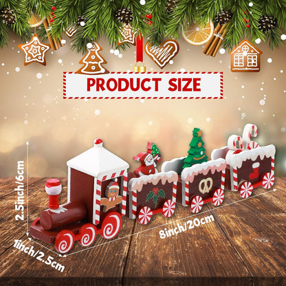 1513- Wooden Train Toy Christmas Train Painted Wooden Christmas Decoration Mini Christmas Tree Train Christmas Decorations Wood Train Decor for Xmas