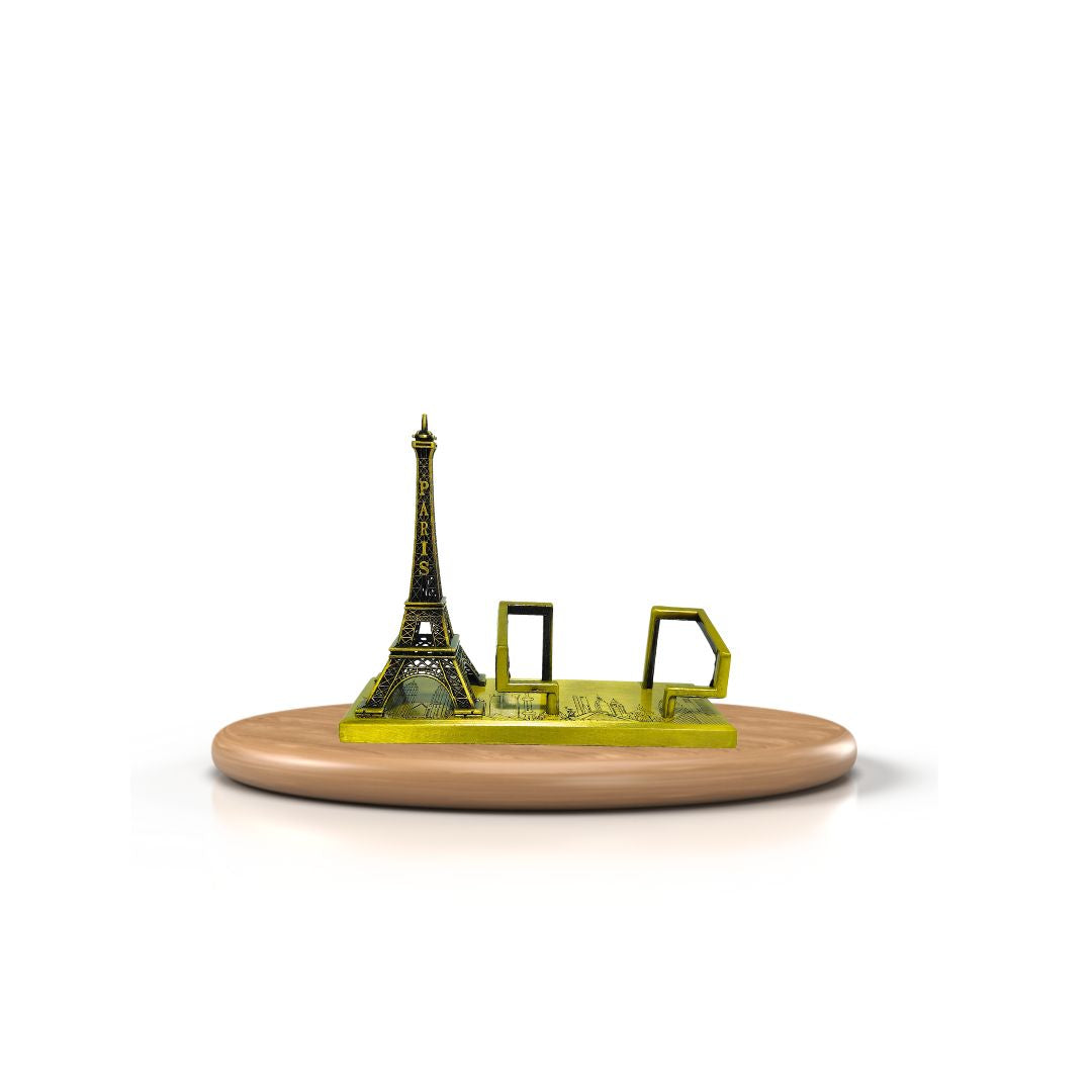 1169- Eiffel Tower Card Holder Decorative Showpiece | Eiffel Tower Model Bronze Metal Craft Sculpture with Mobile Phone Stand Holder Art Collectible Statue for Christmas Birthday Personalised Gifts