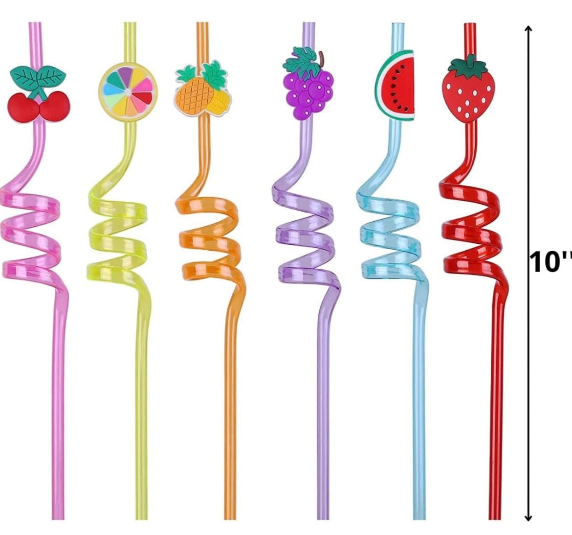 1720- 12 pcs Plastic Spiral  Juice straw