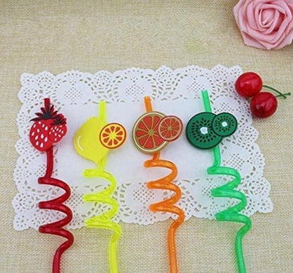 1720- 12 pcs Plastic Spiral  Juice straw