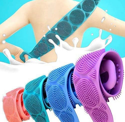 1718- Silicone Body Scrubber Belt Double Side Shower Exfoliating Belt Removes Bath Towel