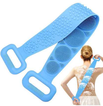 1718- Silicone Body Scrubber Belt Double Side Shower Exfoliating Belt Removes Bath Towel