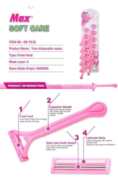 1707- 12pcs Soft care women razor