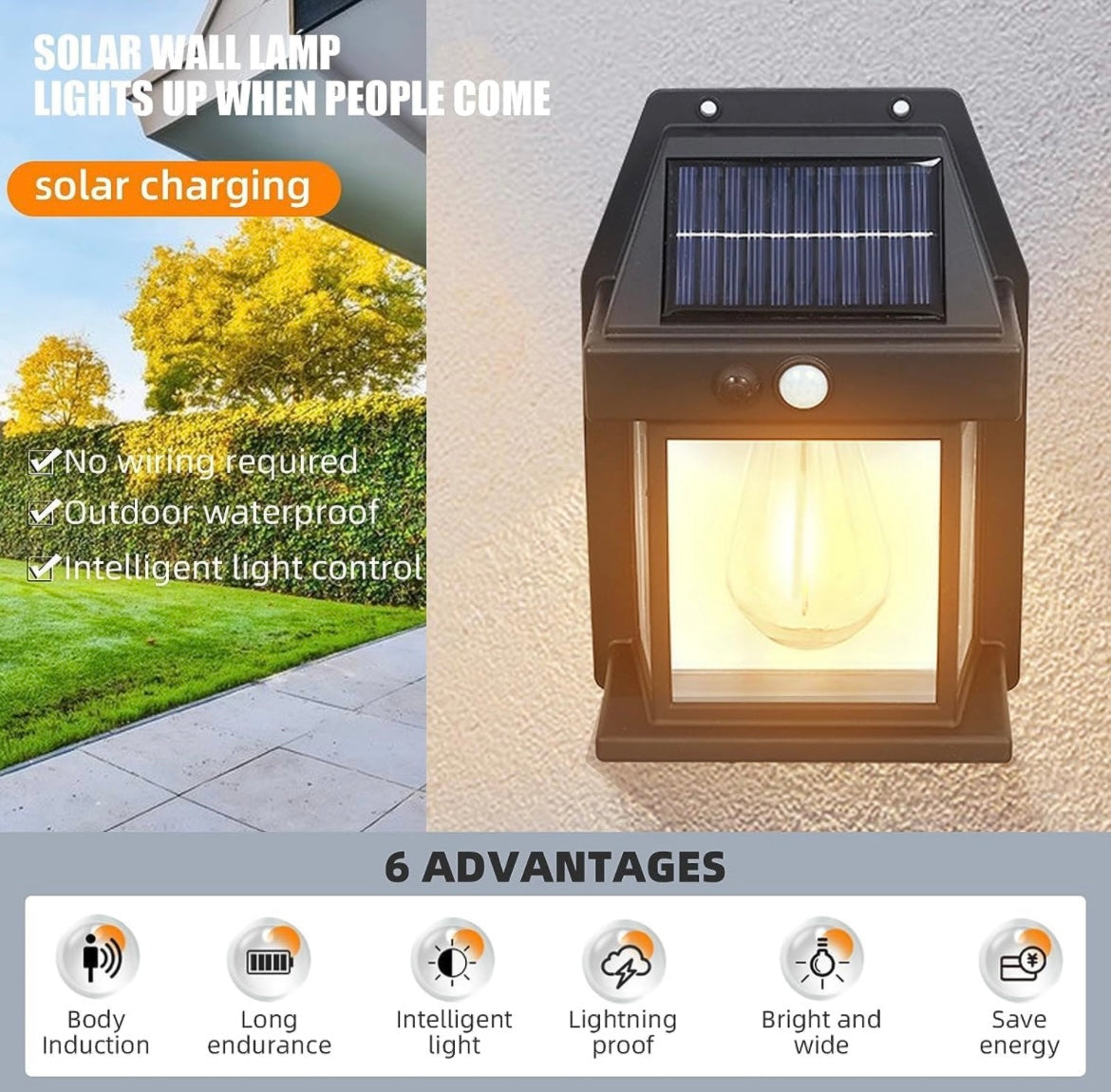 1641- 400 MAH Single Blub Solar Wall Light