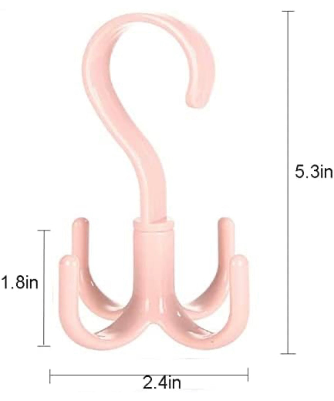 1097- 4 Hooks Clothes Coat Towel Belt Rope Rod Hanging Hanger 2Pcs Pink