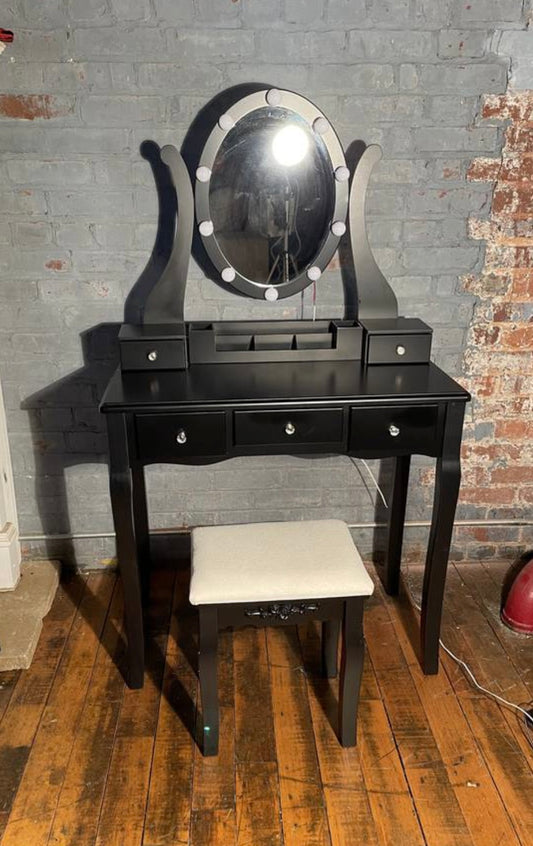 1759- MDF Dressing Table With Light Black