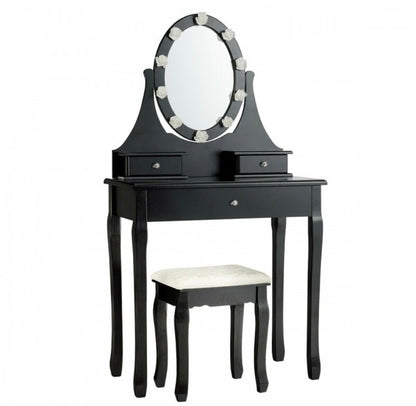 1758- MDF Dressing Table With Flower Light White