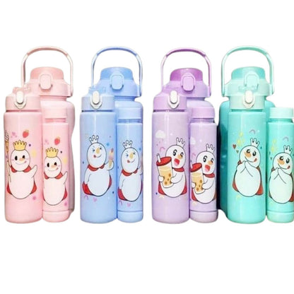 1536- Snow Man Set of 3 Water Bottle (Multicolour)