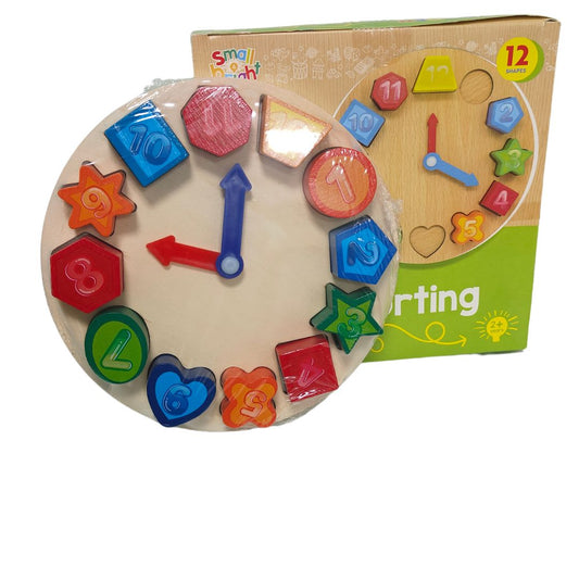 Wooden Learning clock with shape | Small Bright Wooden Shape Sorting Clock Toy Children Gifts