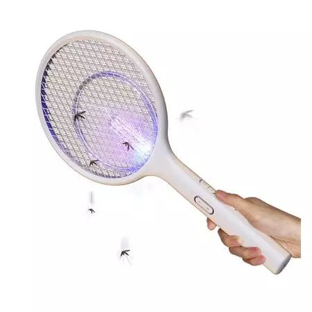 1247- Mosquito Killer Racket Rechargeable Handheld Electric Fly Swatter Mosquito Killer Racket Bat with UV Light Lamp Racket USB Charging Base stand