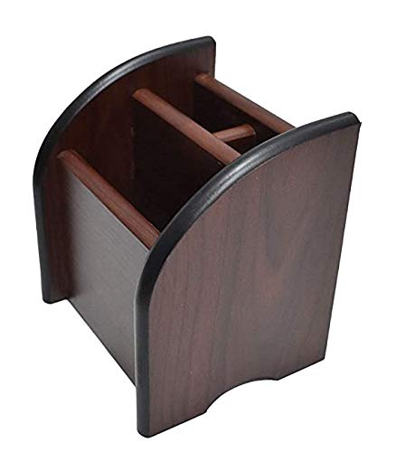 3 compartment wooden pen Holder With Visiting Card & Mobile Holder For Office Table Organizer Wooden [Brown]
