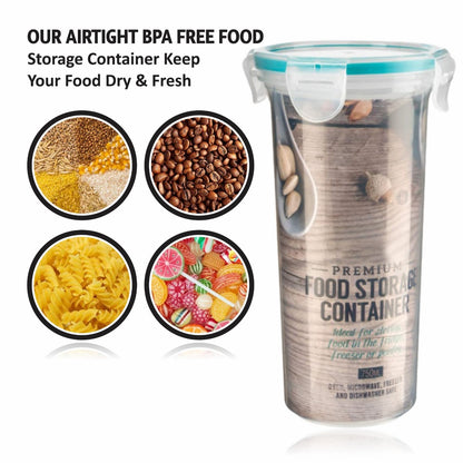 1094- Tall Food Storage Container Plastic Round Box With Airtight Clip Lock Lid Perfect For dry fruit Cereal, Spaghetti Pasta ,Flour Snack Baking Leak Proof Microwave And Dishwasher Safe 750ML (Pack Of 1)