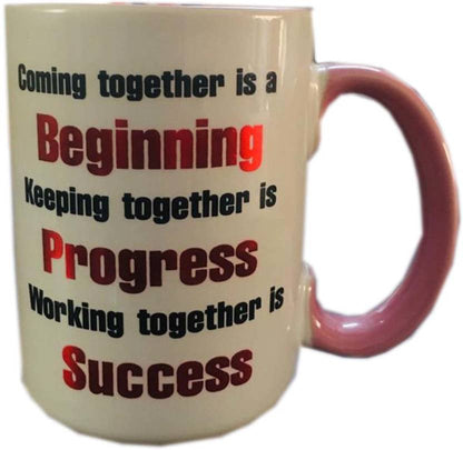 1321- Pack of 1 Ceramic Beginning Progress Success words Printed TeaCoffee Cup for Table & Dinner